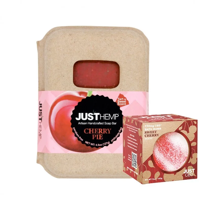 Duo Harmony Cherry en CBD: CBD Soap & Bath Bomb CBD JustCTBD